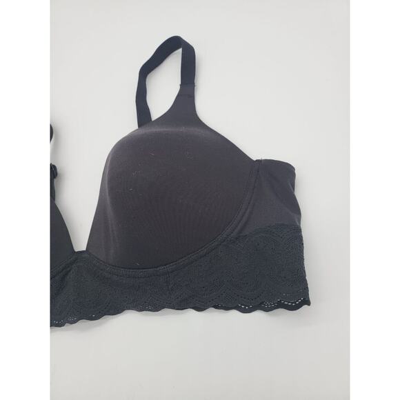 Warners Wire Free Bra 36C Womens Black Padded Adjustable Straps Lace Overlay - Picture 2 of 4